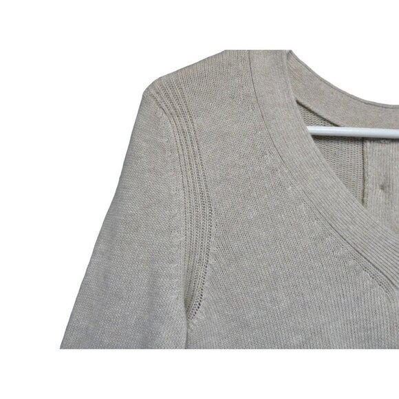 Banana Republic Filpucci Wool Cashmere Sweater Button Up Back V Neck Sz S Tan - Picture 5 of 10